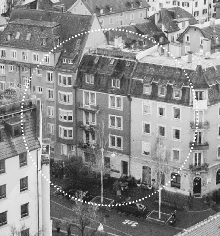 Orlando Architektur Umbau Mehrfamilienhaus Kanzleistrasse Zürich 1 Aussenfoto Schwarz Weiss