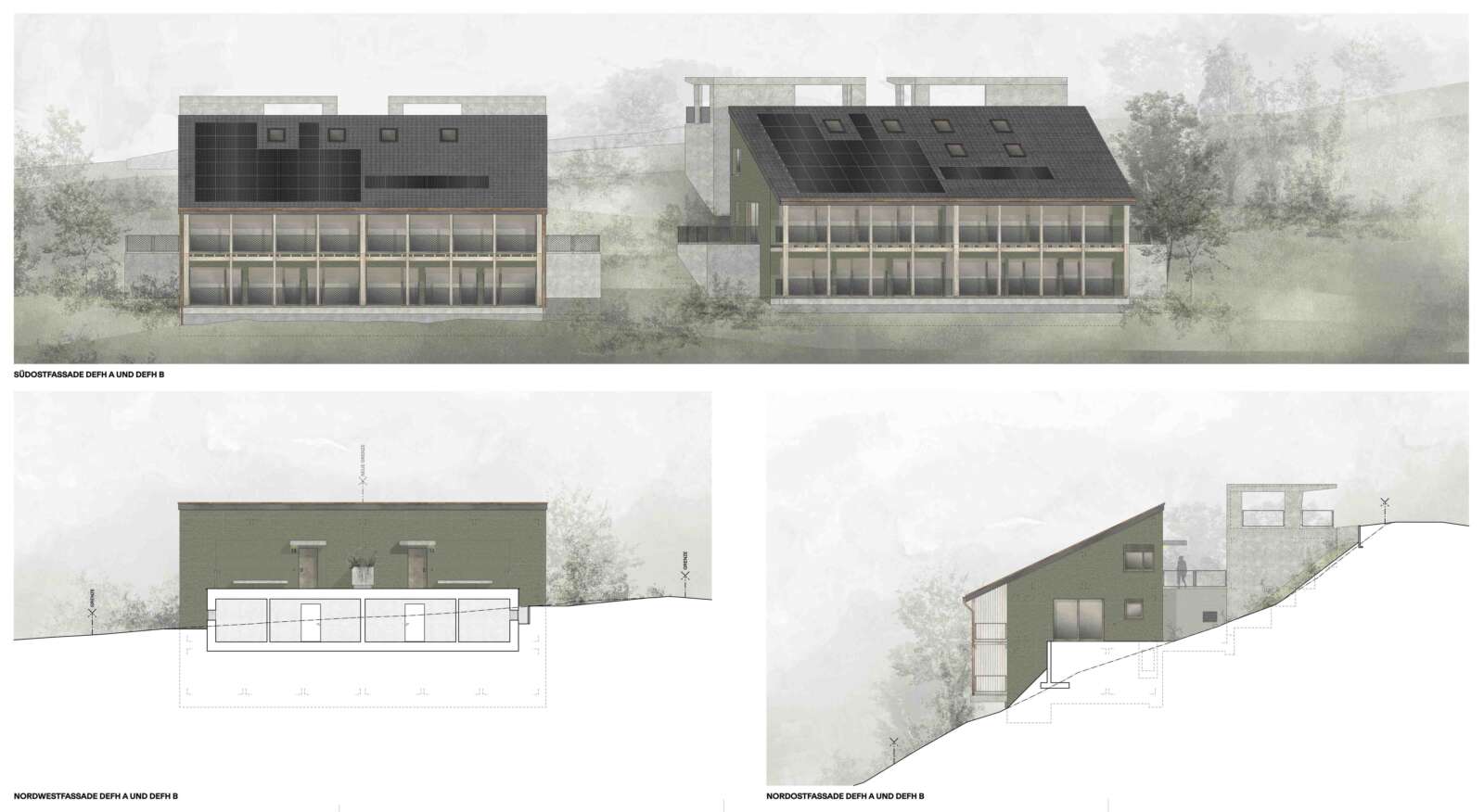 Orlando Architektur Neubau Doppeleinfamilienhäuser Im Schüracher Waltenstein 2 Farb und Materialkonzept