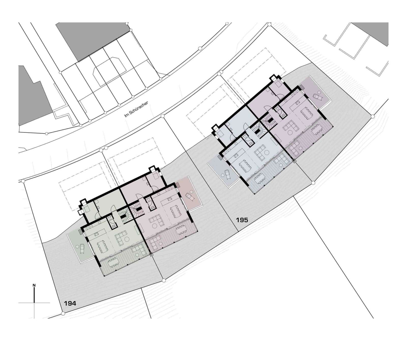 Orlando Architektur Neubau Doppeleinfamilienhäuser Im Schüracher Waltenstein 5 Grundriss Ebene 1