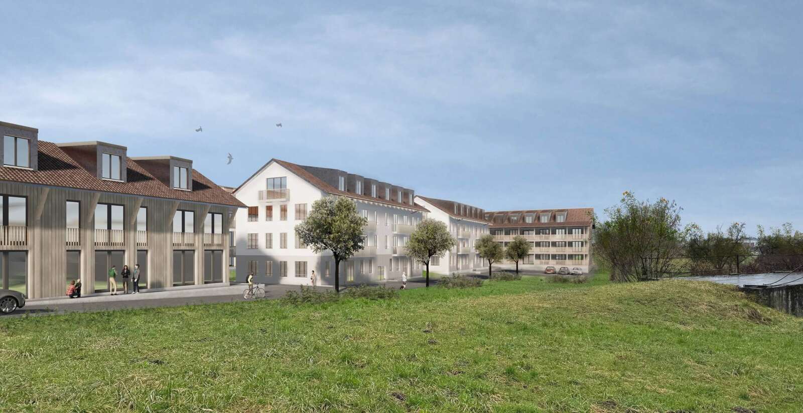 Orlando Architektur Neubau Wohnsiedlung Weinfelderstrasse Rothenhausen 1 Visualisierung Volumetrie Farbig