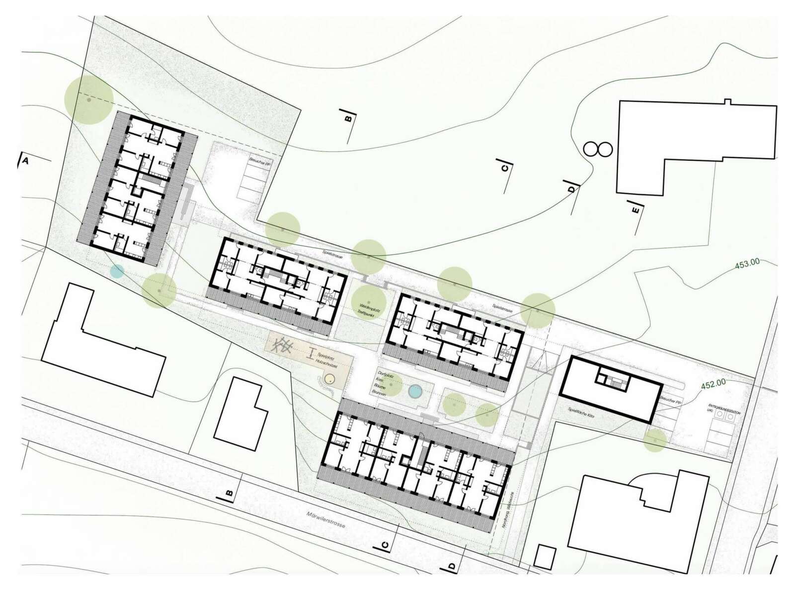 Orlando Architektur Neubau Wohnsiedlung Weinfelderstrasse Rothenhausen 4 Grundriss Erdgeschoss