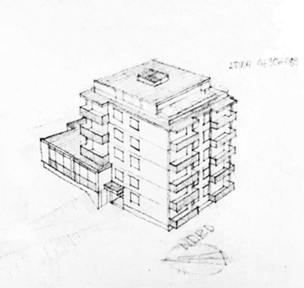 Orlando Architektur Umbau Sanierung Mehrfamilienhaus Restaurantfläche Stationsstrasse Seuzach 3 Axonometrie Bestand